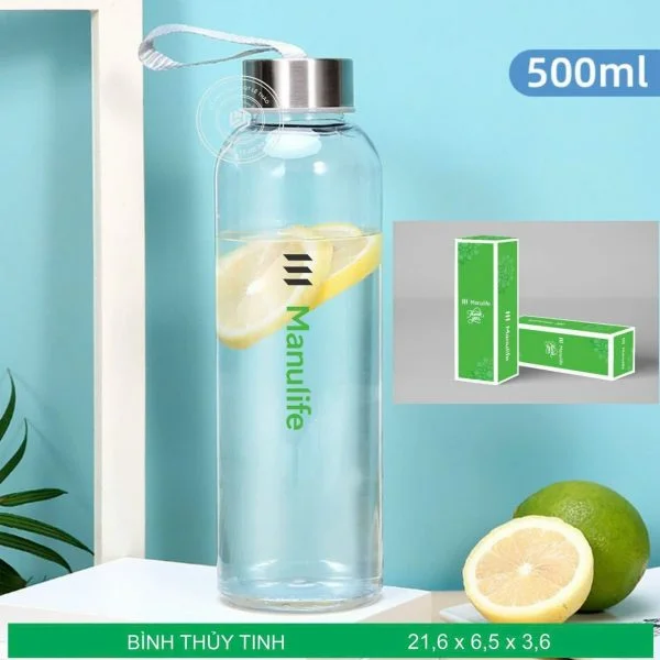 Bình thủy tinh cao cấp 500ml có dây xách